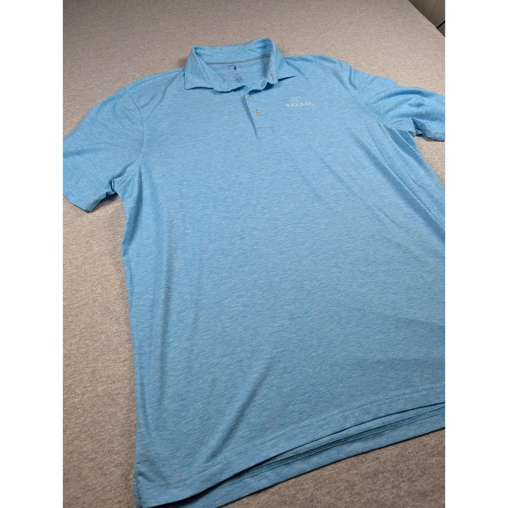 Johnnie-O Maddox Top Shelf Polo Shirt Mens XL Blue Performance Black Rock UPF 50
